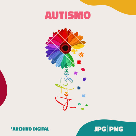 Autismo con flor (PNG y JPG)