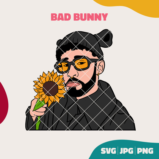 Bad Bunny Sunflower (SVG, JPG, PNG)