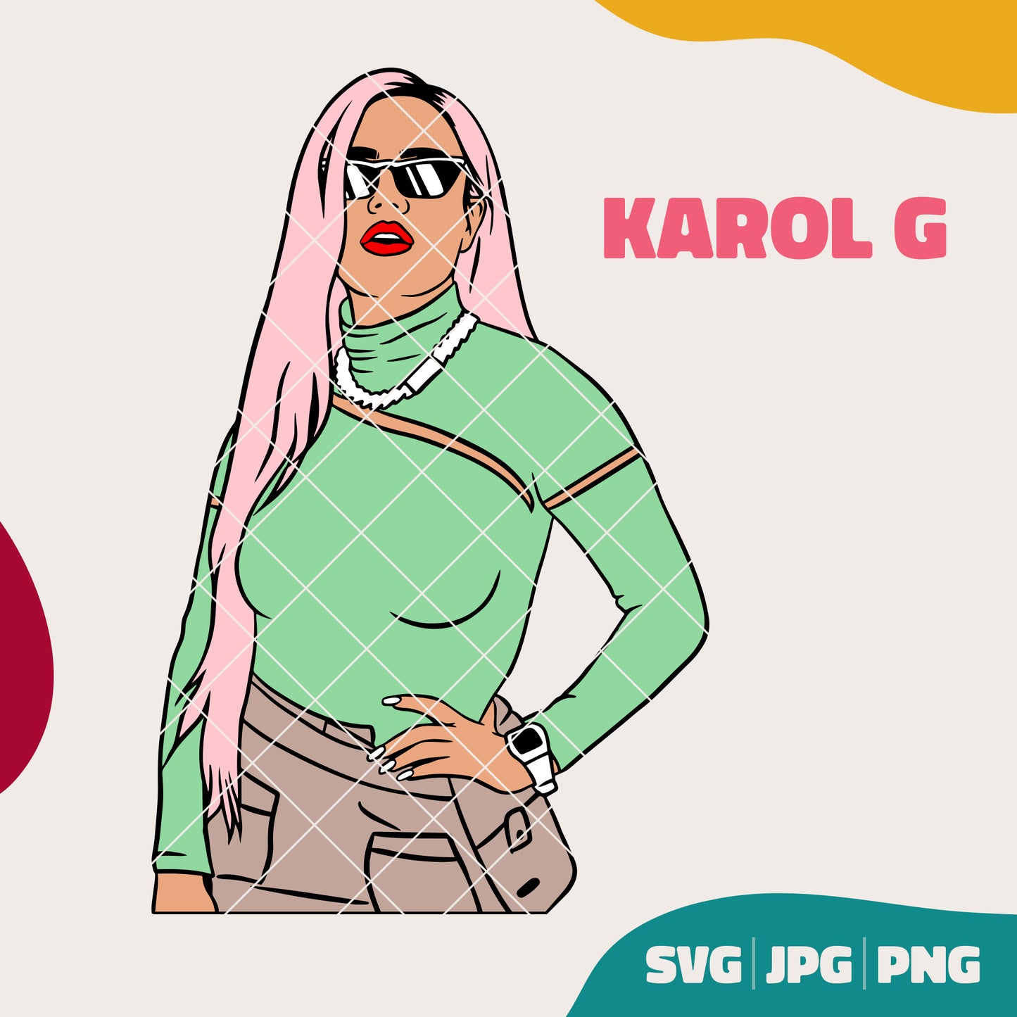 Karol G Pelo Rosado Barbie (SVG, JPG, PNG)