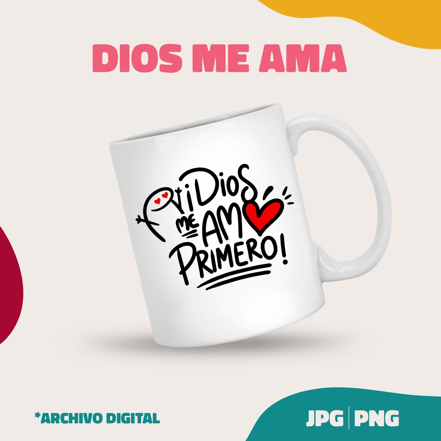 Dios me amo primero Wrap para taza Cristiano(SVG, PNG y JPG)