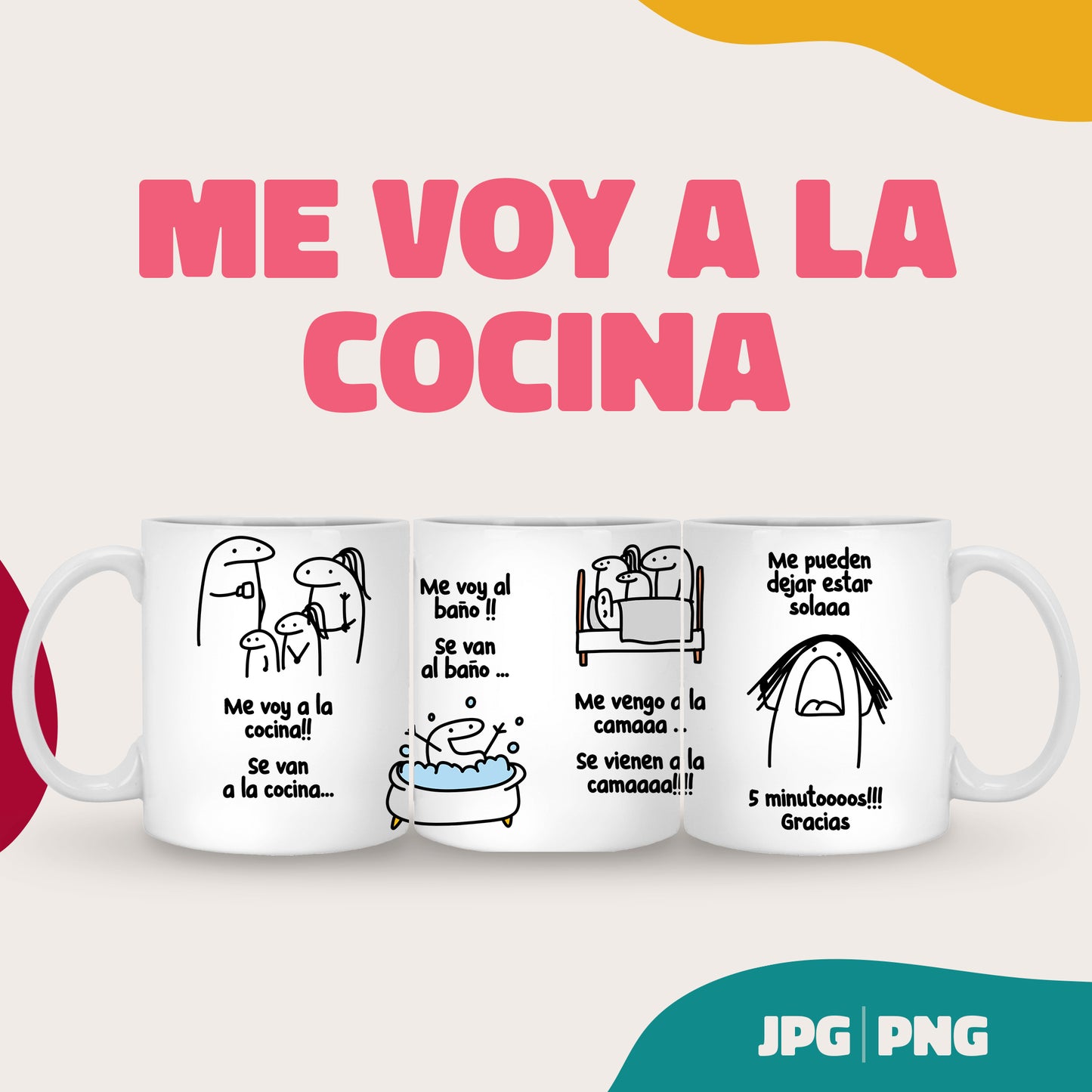 Me voy a la cocina taza flork (PNG y JPG)