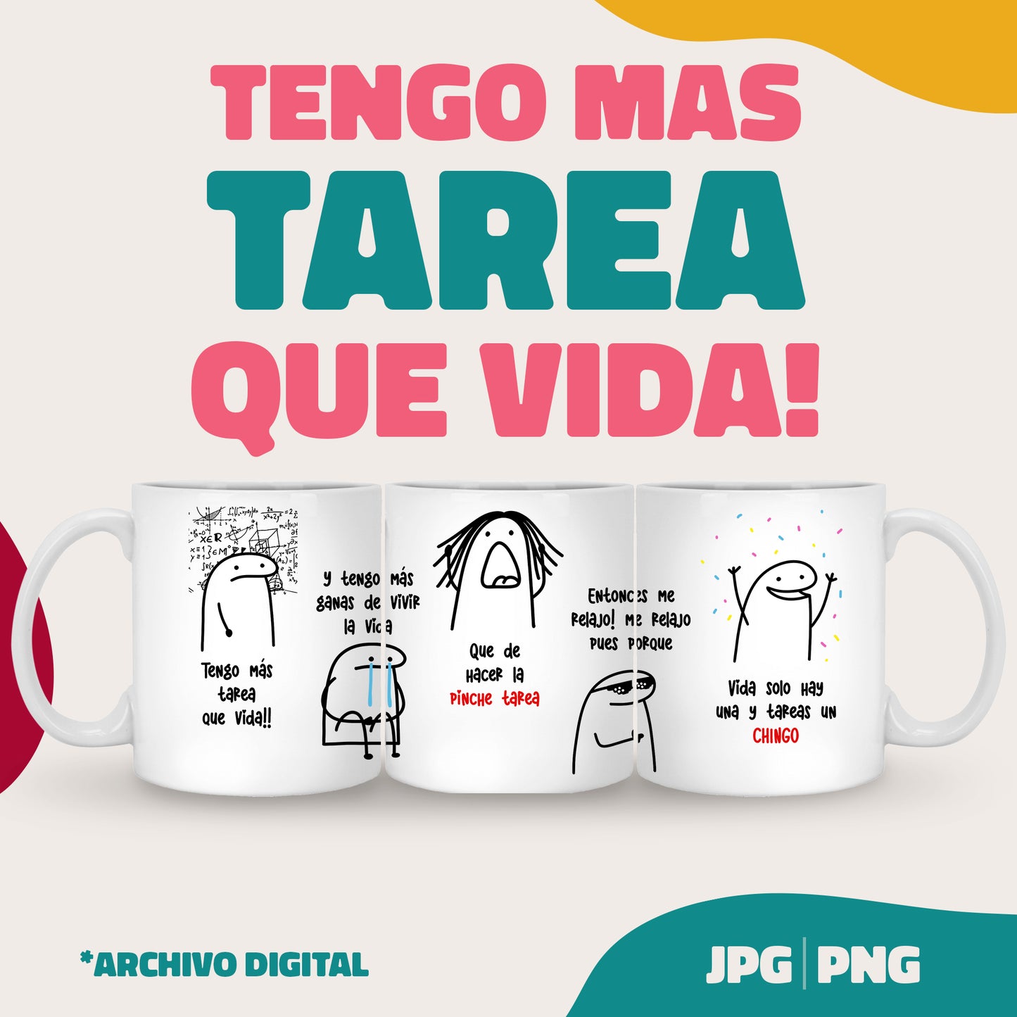 Tengo mas tarea que vida - Wrap Taza Flork (SVG, PNG y JPG) – Funny Arts  Craft